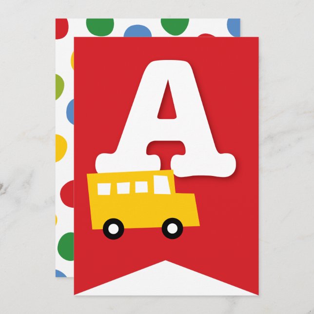 Convite Boys Toys Kid's Festa de aniversário Banner de Bun (Frente/Verso)