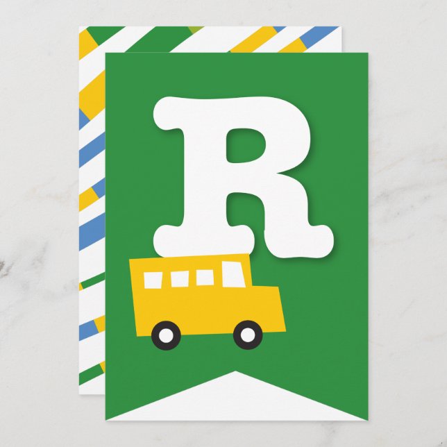 Convite Boys Toys Transport Happy Birthday Party Banner (Frente/Verso)