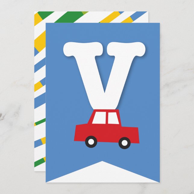 Convite Boys Toys Transport Happy Birthday Party Banner (Frente/Verso)