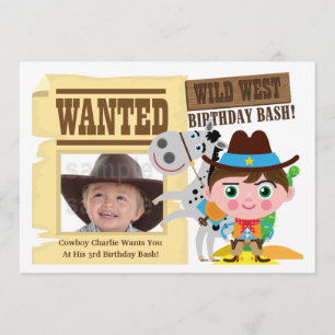 Convite Boys Wild West Cowboy Birthday