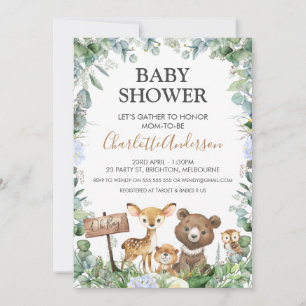 Convite Boys Woodland Animal e Greenery Chá de fraldas