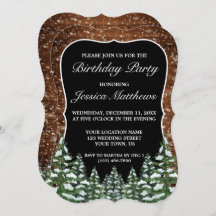 Bracket Black Snowy Wood & Forest Pine Aniversário