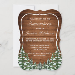 Convite Bracket Snowy Forest & Wood Rural Pine Quinceañera