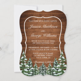 Convite Bracket Snowy Wood & Forest Country Pine Weding