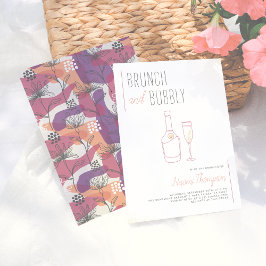 Convite Braço de Champanhe Dourado com Desenho de Linha Mo