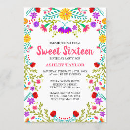 Convite Branca, 16 Brancos, Folk Art Floral