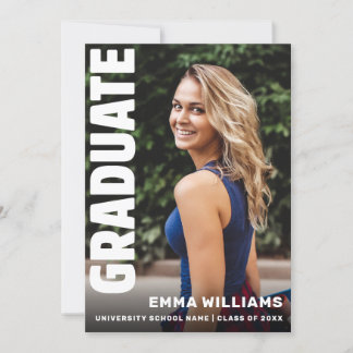 Convite Branca Branca Branca Moderna e Elegante | Graduaçã