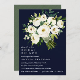 Convite Branca Buquê Azul Bridal Brunch