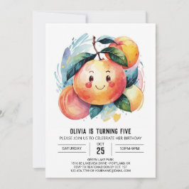 Convite Branca Colorida Peach Aniversário