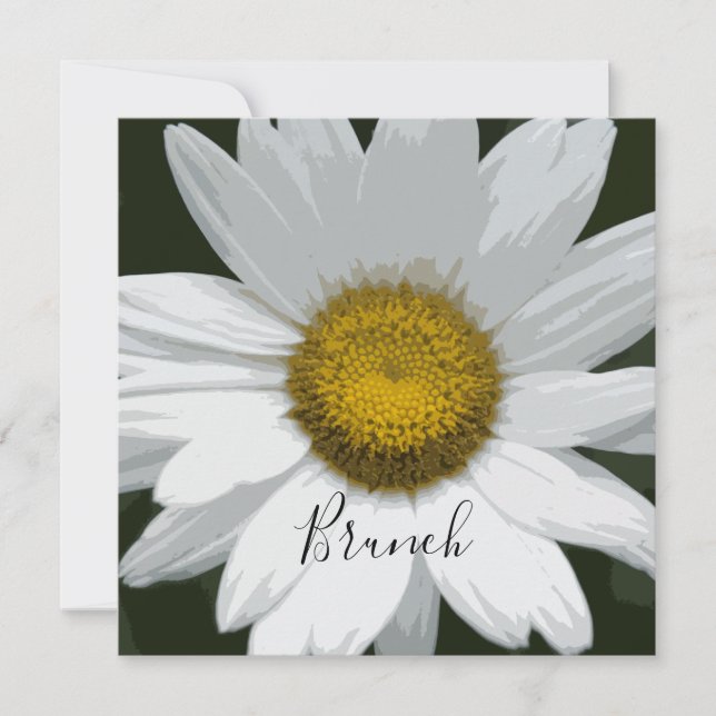 Convite Branca Daisy Flower Posta Wedch Brunch (Frente)