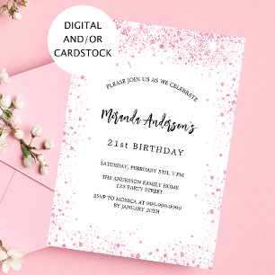 Convite Branca de aniversário brilha elegante