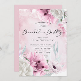 Convite Branca de bolhas Chá de panela de aquarela cor ros