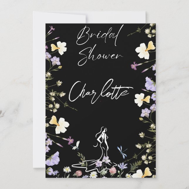 Convite Branca de flores silvestres, guião brava (Frente)