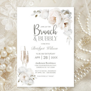 Convite Branca de inverno Floral Brunch e Bubble
