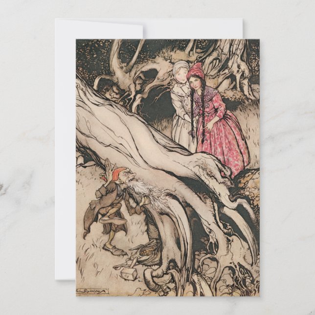 Convite Branca de Neve e Vermelho Rosa por Arthur Rackham (Frente)