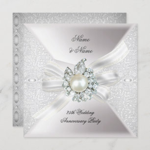 Convite Branca de rendas do Partido de Casamento 25