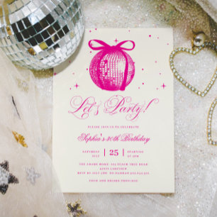 Convite Branca Desenhada À Mão Rosa Qualquer Idade Anivers