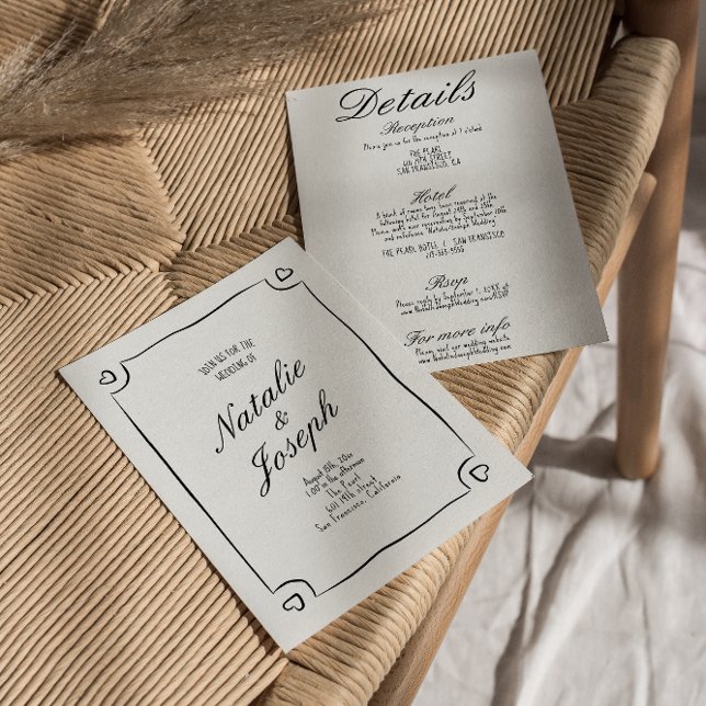 Convite Branca Desenhada Ilustrada Tudo Em Um Casamento Di (Criador carregado)