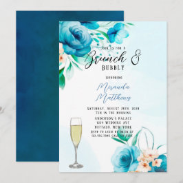 Convite Branca e Pêssego Pintados Floral Brunch e Borracha