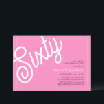 Convite Branca e Rosa Branca 60º aniversário<br><div class="desc">Elegante Rosa Diversão e White Script 60º Convite de Aniversário Seus convidados saberão que esta será uma festa especial apenas olhando para este convite!</div>