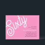 Convite Branca e Rosa Branca 60º aniversário<br><div class="desc">Elegante Rosa Diversão e White Script 60º Convite de Aniversário Seus convidados saberão que esta será uma festa especial apenas olhando para este convite!</div>