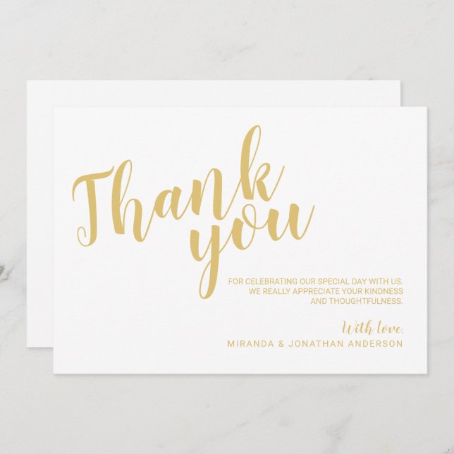 Convite Branca Elegante Clássica e Casamento Dourado Obrig (Frente/Verso)