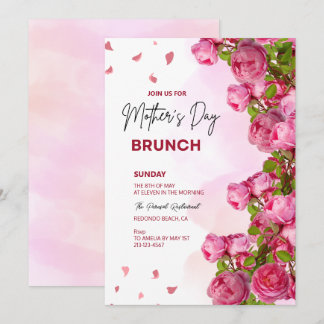 Convite Branca Floral Cor Flórida Dia das Mães Brunch