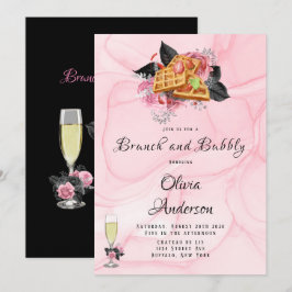 Convite Branca-Floral Preta-Rosa de Luxo Brunei e Borracha