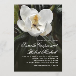Convite Branca Magnolia Moderna Floral