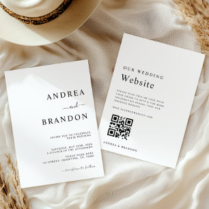 Convite Branca Mínima Moderna, Tudo em Um Casamento
