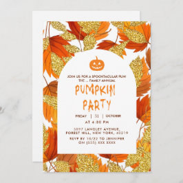 Convite Branca | Modern Faux Glitter Sai do Halloween