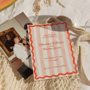 Convite Branca Moderna Rosa e Casamento Vermelho Salve a d