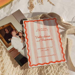 Convite Branca Moderna Rosa e Casamento Vermelho Salve a d