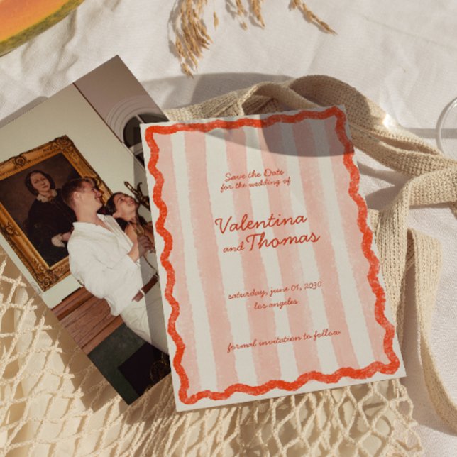 Convite Branca Moderna Rosa e Casamento Vermelho Salve a d (Criador carregado)