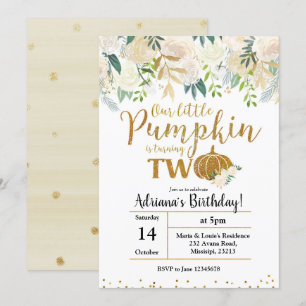 Convite Branca, Nossa Pequena Abóbora Está Virando Dois Co
