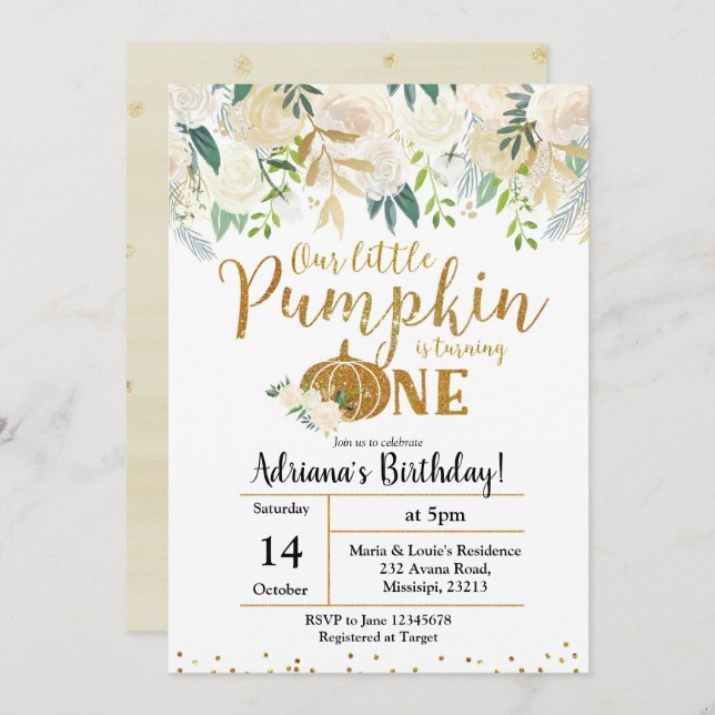 Convite Branca, Nossa Pequena Abóbora Está Virando Um Conv (Frente/Verso)