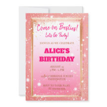 Branca Rosa Moderna - Aniversário da Glitter