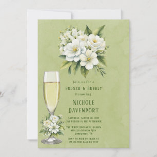 Convite Branca, Verde Pintado Brunch e Borracha