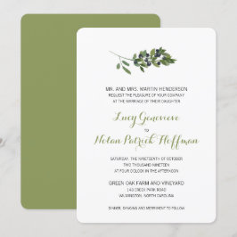 Convite Branch de Oliveiras de Aquarela | Casamento