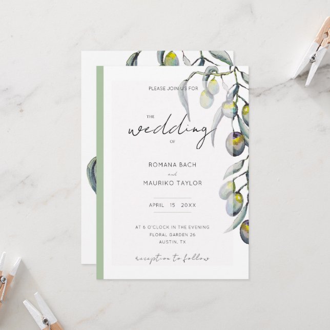 Convite Branch de Oliveiras Mágicas, pintado à mão (Frente/Verso In Situ)