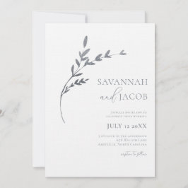 Convite Branch Minimalista White & Silver Deixa Casamento