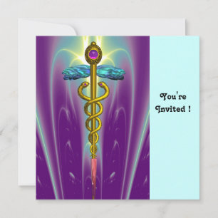 Convite Branco-ametista azul violeta CADUCEUS
