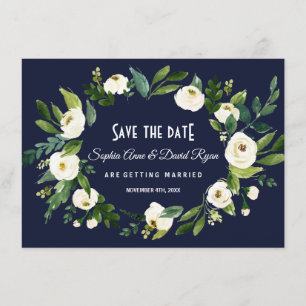 Convite Branco Branco Azul Escuro Azul Salvar Data