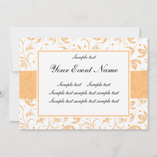 Convite Branco customizável elegante e pêssego florais