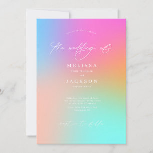 Convite Branco de Casamento de Ombre com script minimalist