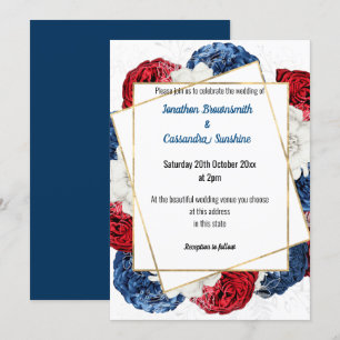 CONVITE BRANCO DE CASAMENTO FLORAL DE CINZAS VERMELHAS SIM