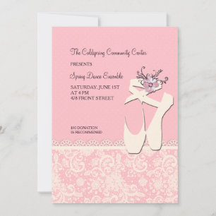Convite branco dos calçados de balé