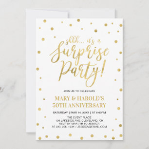 Convite Branco & Dourado 50º Aniversário de Casamento Su
