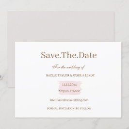 Convite Branco Dourado Cor De Água Cor Rosa Salvar A Data 