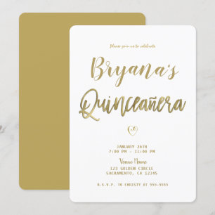 Convite Branco & Dourado Moderno Minimalista Chic 15 Anos